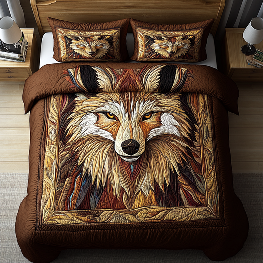 Wolf of the Plain Quilted Bedding Set NCU0DV5321