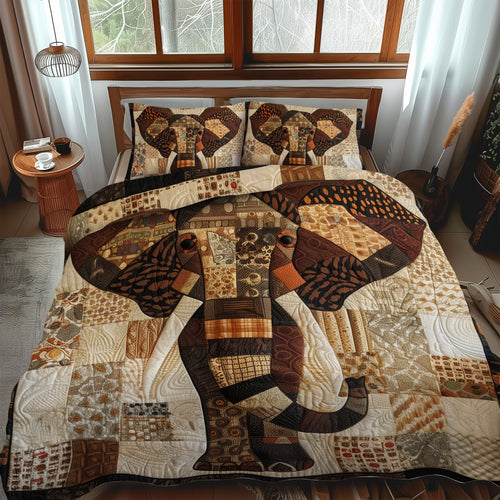 Woodland Harmony Elephant 3-Piece Quilted Bedding Set NCU0TH898