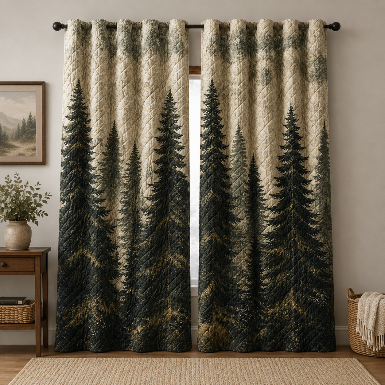 Woodland Peace Quilted Curtains NCU0DV8619