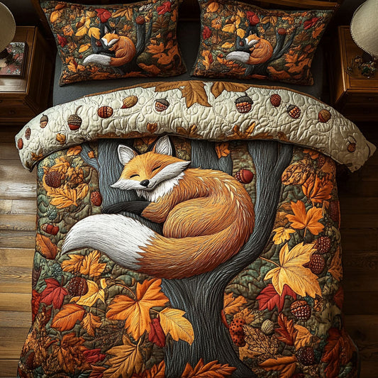 Woodland Autumn Fox 3-Piece Quilted Bedding Set NCU0PT7934