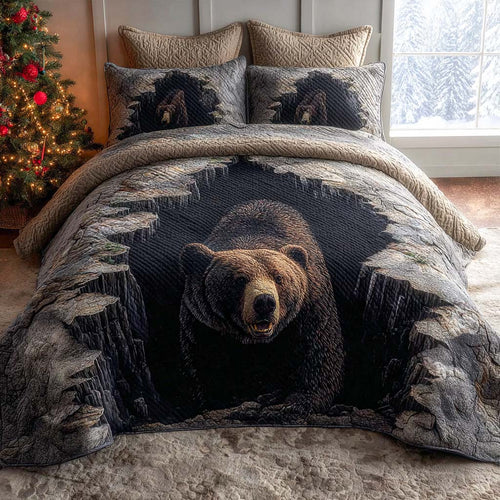 Woodland Bear 3-Piece Quilted Bedding Set NCU0NT11553