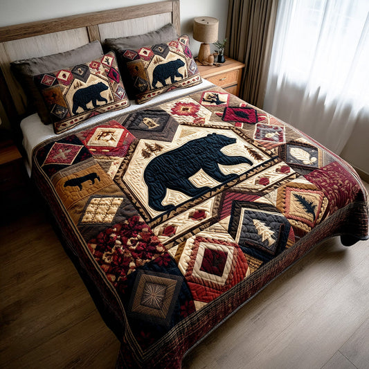 Woodland Bear 3-Piece Quilted Bedding Set NCU0TD1926