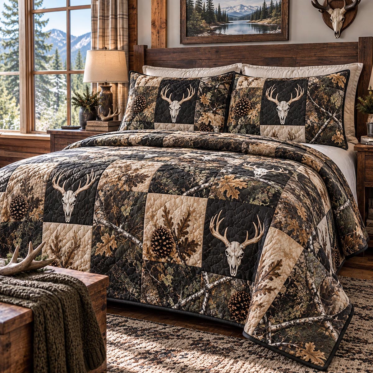Woodland Buck Collection 3-Piece Quilted Bedding Set NCU0DV10497