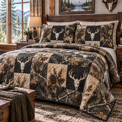 Woodland Buck Collection 3-Piece Quilted Bedding Set NCU0DV10497