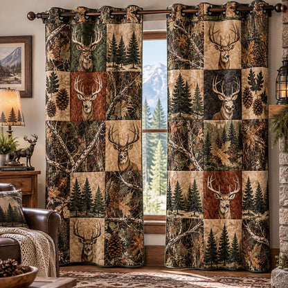 Woodland Buck Retreat Quilted Curtains NCU0DV10396