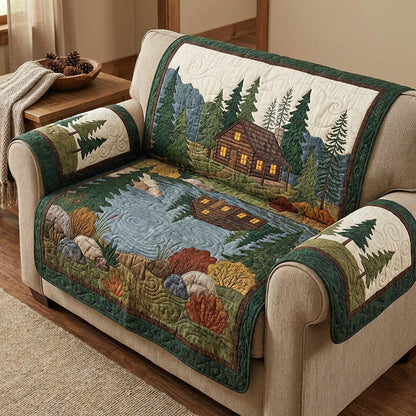 Woodland Cabin Scene Quilted Sofa Cover NCU0TV1585