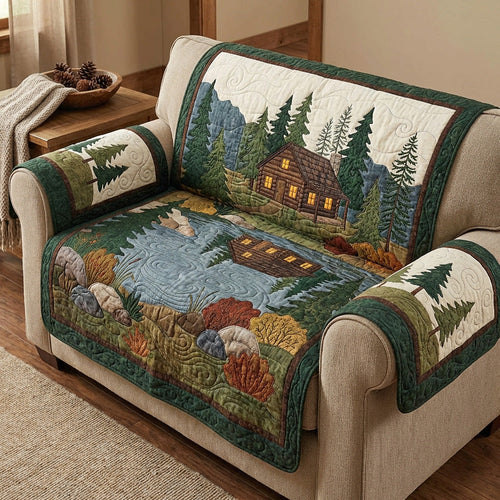 Woodland Cabin Scene Quilted Sofa Cover NCU0TV1585