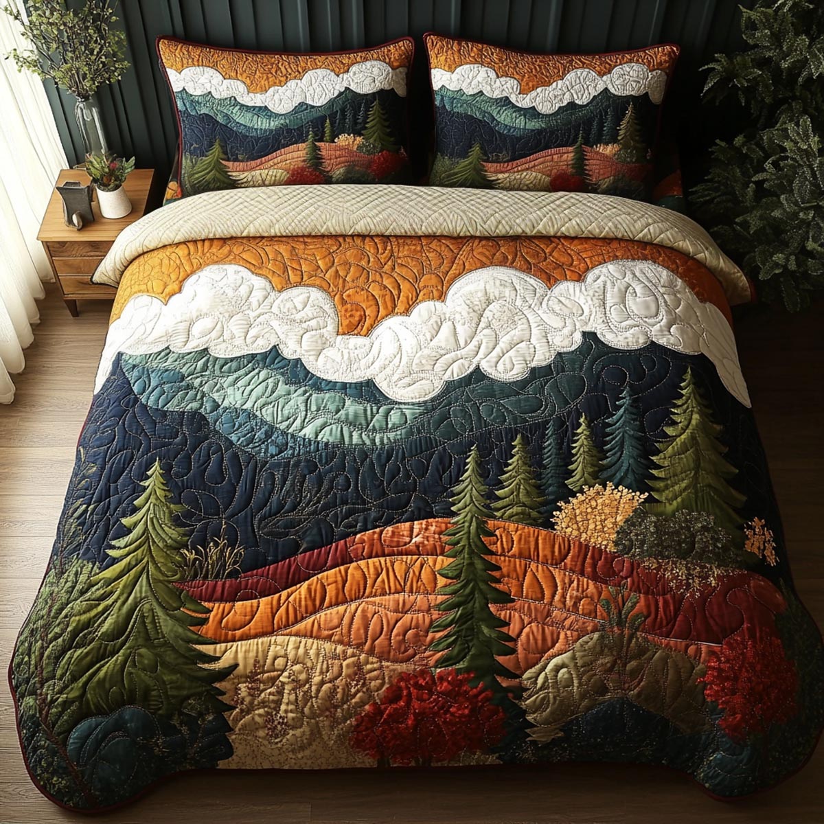 Woodland Calm 3-Piece Quilted Bedding Set NCU0DV9518