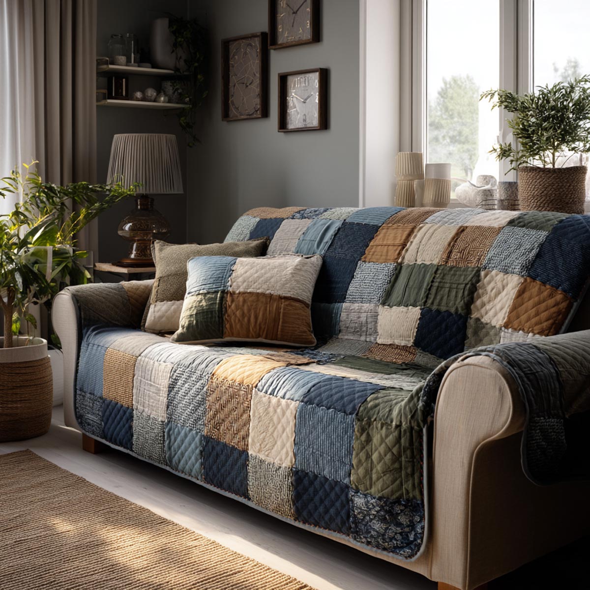 Woodland Calm Quilted Sofa Cover NCU0DV9211