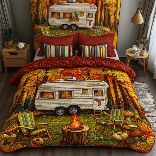 Woodland Camp Retreat 3-Piece Quilted Bedding Set NCU0NT8667
