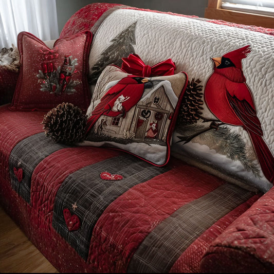 Woodland Cardinal Love Quilted Sofa Cover NCU0PT9894