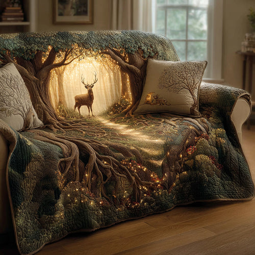 Woodland Deer Quilted Sofa Cover NCU0HH1236