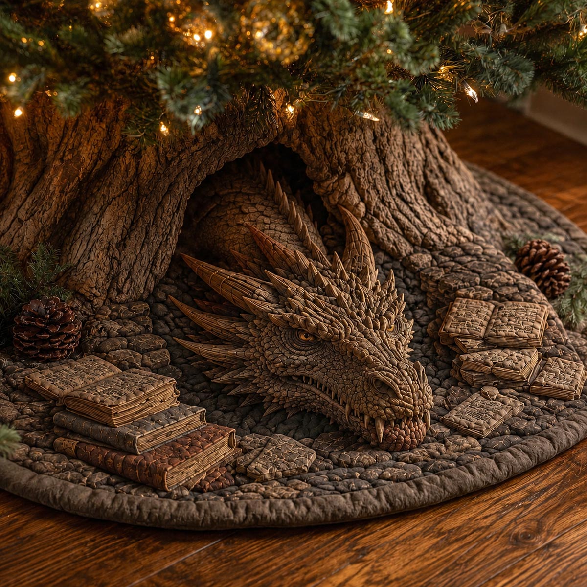 Woodland Dragon Nest Christmas Quilted Tree Skirt NCU0DV10023
