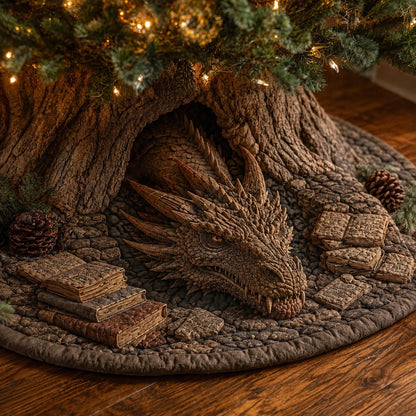Woodland Dragon Nest Christmas Quilted Tree Skirt NCU0DV10023
