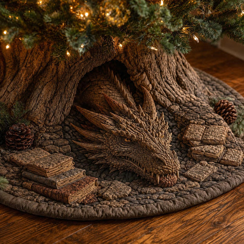 Woodland Dragon Nest Christmas Quilted Tree Skirt NCU0DV10023