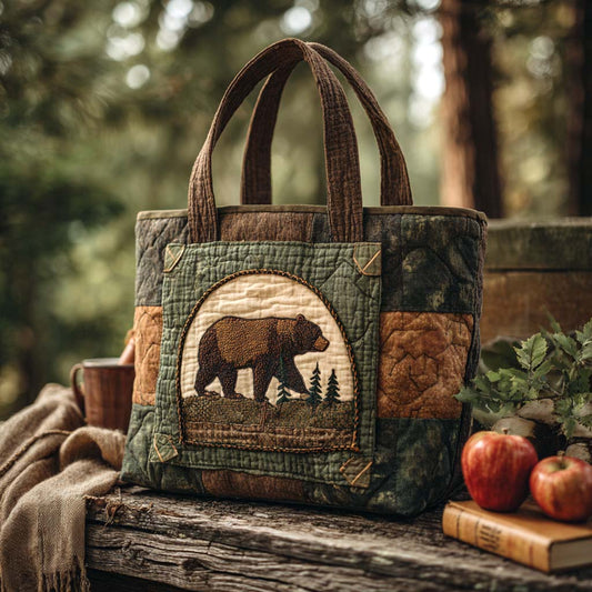 Woodland Embrace Quilted Tote Bag NCU0XD325