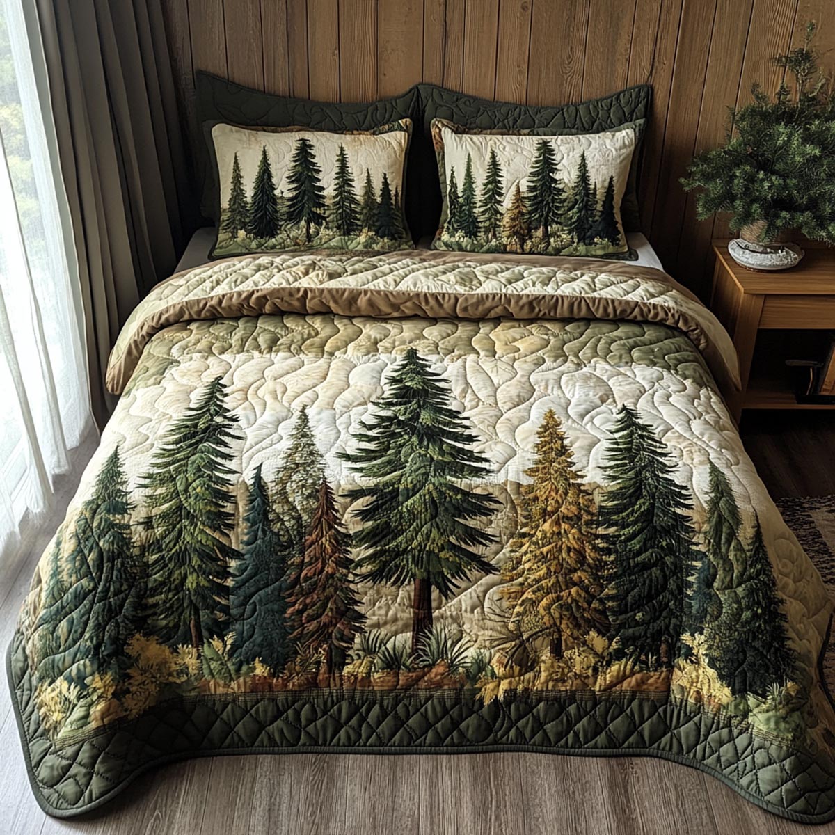 Woodland Escape 3-Piece Quilted Bedding Set NCU0DV9543