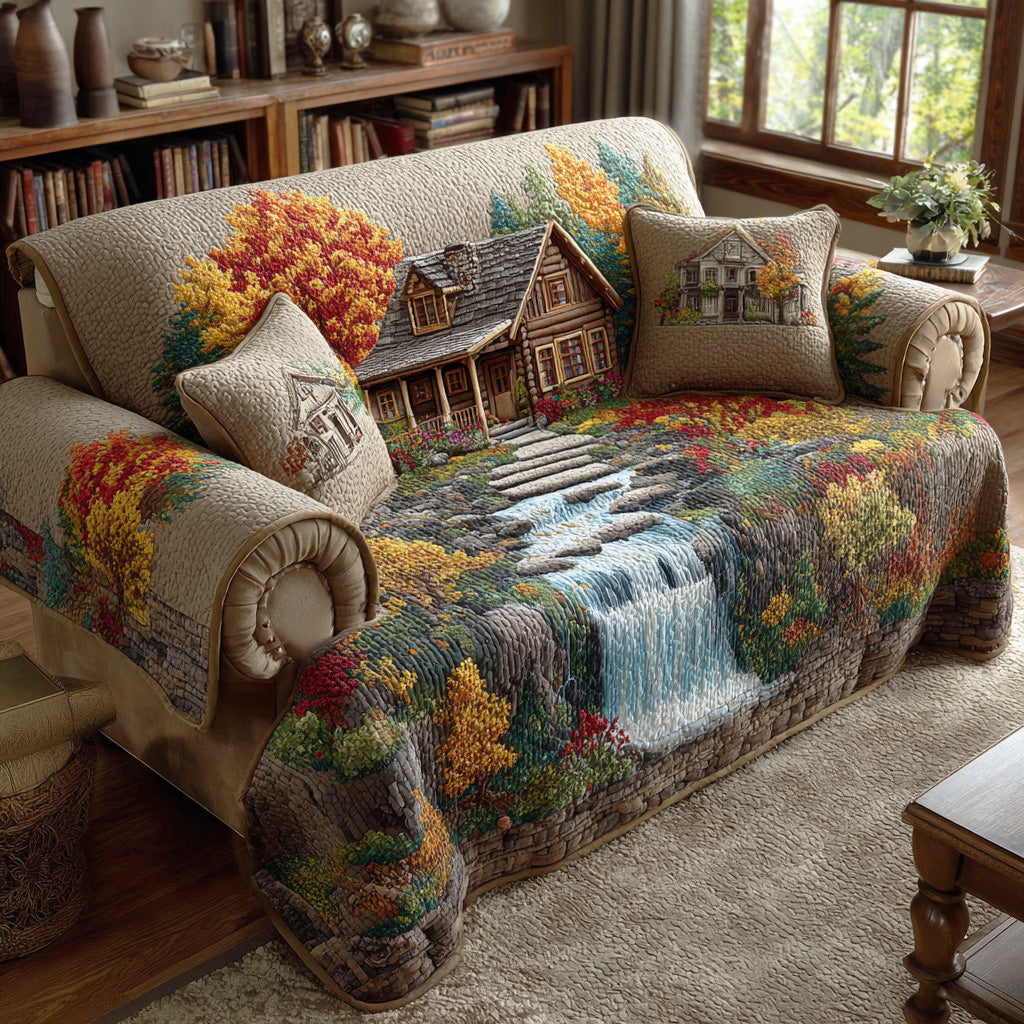 Woodland Fall Glow Quilted Sofa Cover NCU0TD1793