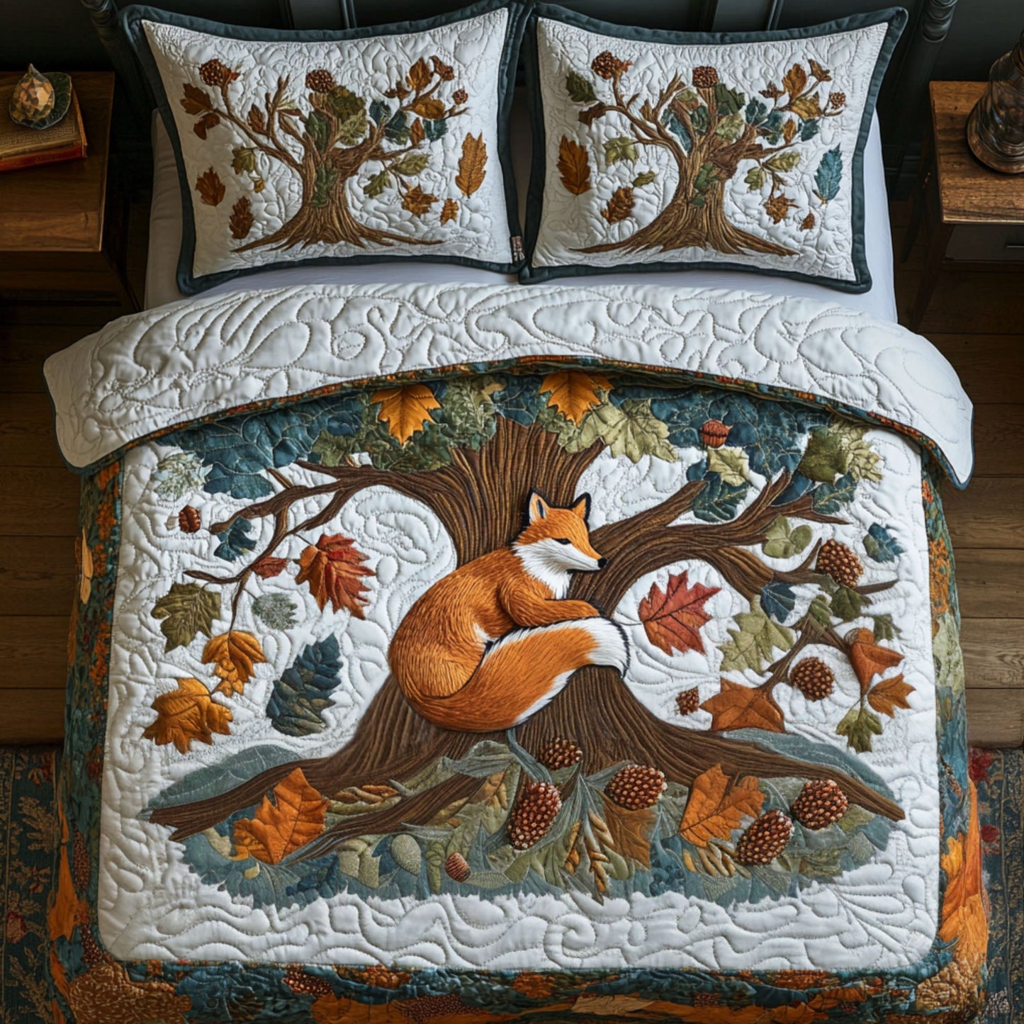 Woodland Fox Tracks 3-Piece Quilted Bedding Set NCU0PT7936