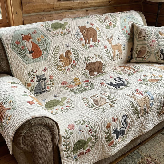 Woodland Friends Quilted Sofa Cover NCU0NT12556