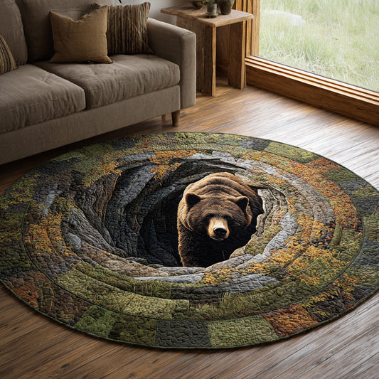 Woodland Grizzly Bear Quilted Round Mat NCU0DV7879
