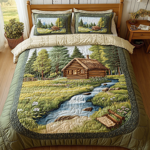 Woodland Lodge 3-Piece Quilted Bedding Set NCU0DK7047