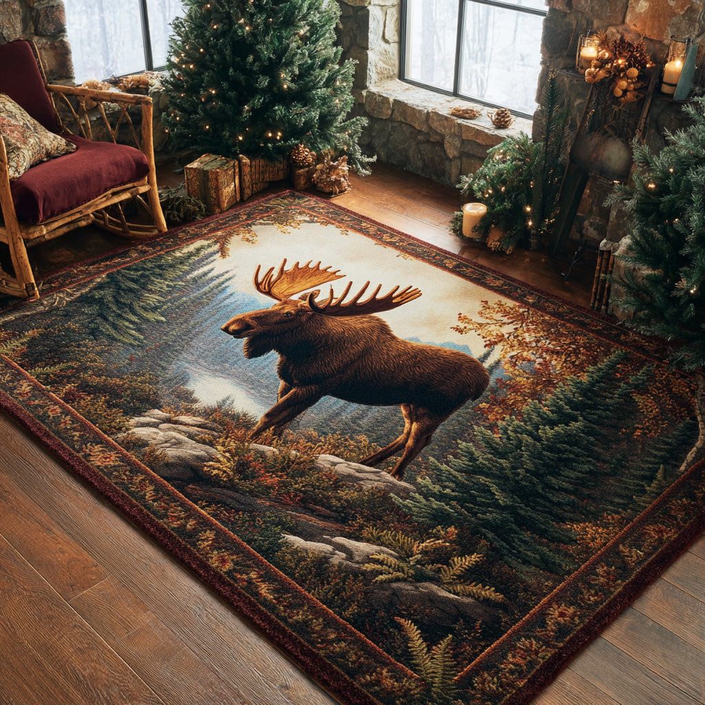 Woodland Moose Area Rug NCU0TD1979