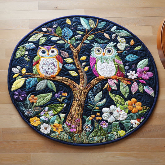 Woodland Owls Quilted Round Mat NCU0PT5863