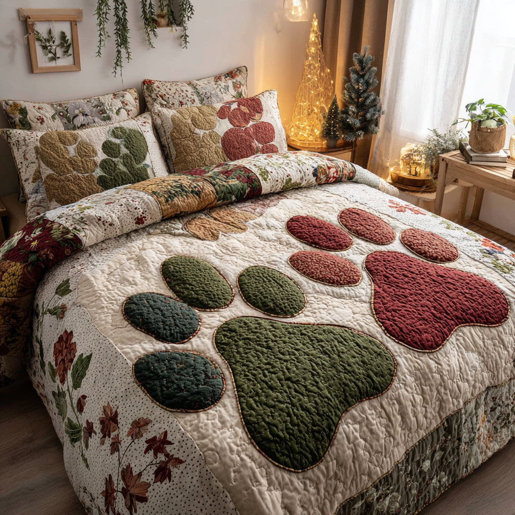 Woodland Paws 3-Piece Quilted Bedding Set NCU0DV8929