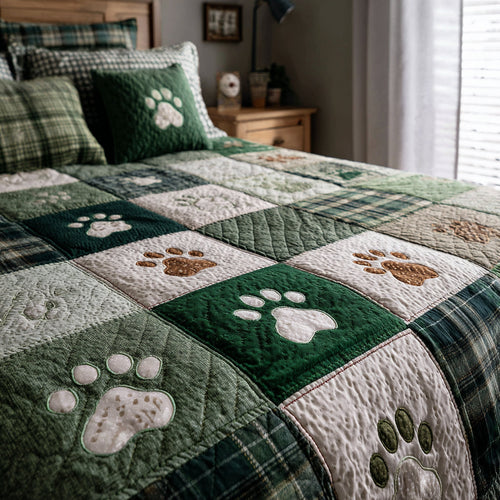 Woodland Paws 3-Piece Quilted Bedding Set NCU0DV8971