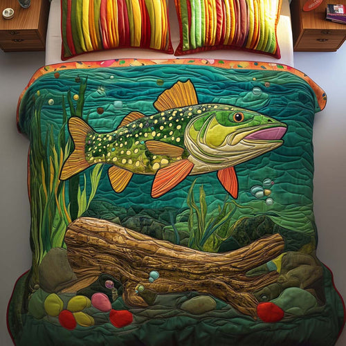 Woodland Pike 3-Piece Quilted Bedding Set NCU0NT7198