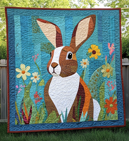 Woodland Rabbit Quilted Blanket NCU0DV788