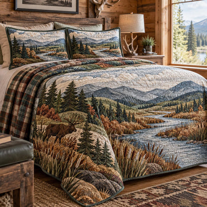 Woodland River Retreat 3-Piece Quilted Bedding Set NCU0DV10295