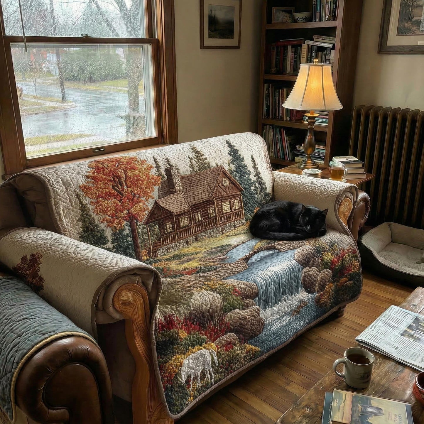 Woodland Rustic Shade Quilted Sofa Cover NCU0TD1802