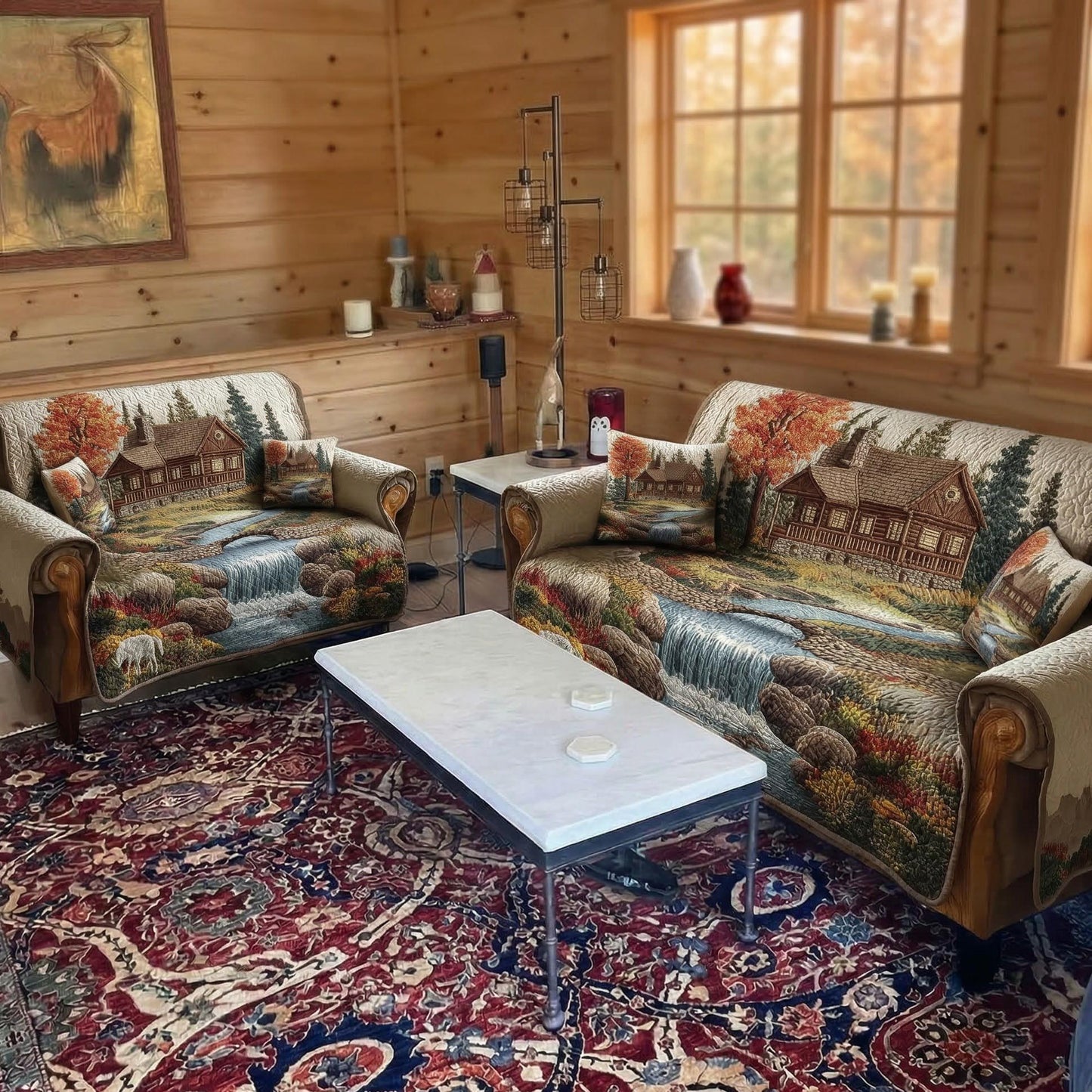 Woodland Rustic Shade Quilted Sofa Cover NCU0TD1802