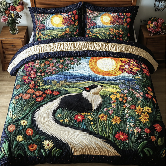 Woodland Skunk Charm 3-Piece Quilted Bedding Set NCU0DK4339