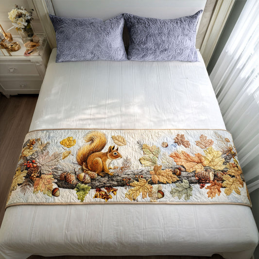 Woodland Squirrel Parade Quilted Bed Runner NCU0PT7944