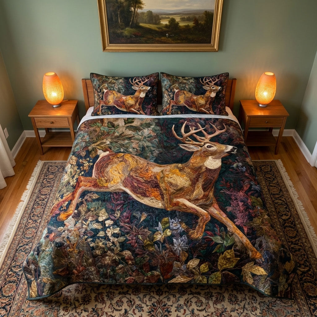 Woodland Stag 3-Piece Quilted Bedding Set NCU0DK12260