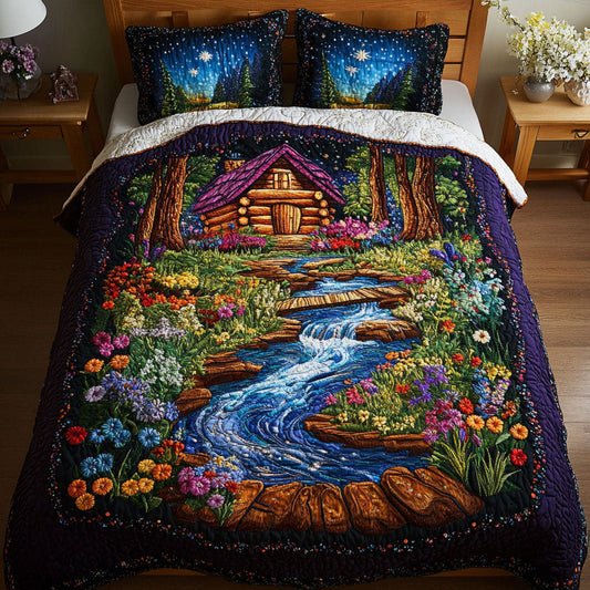 Woodland Stream 3-Piece Quilted Bedding Set NCU0NT3662