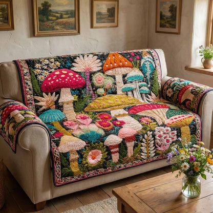 Woodland Toadstools Quilted Sofa Cover NCU0XD2406