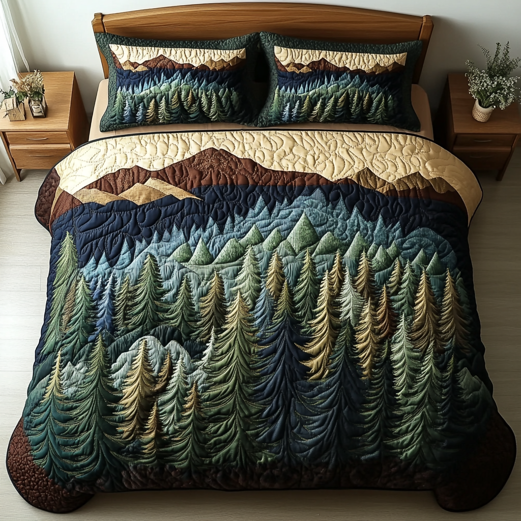 Woodland View 3-Piece Quilted Bedding Set NCU0DK7503