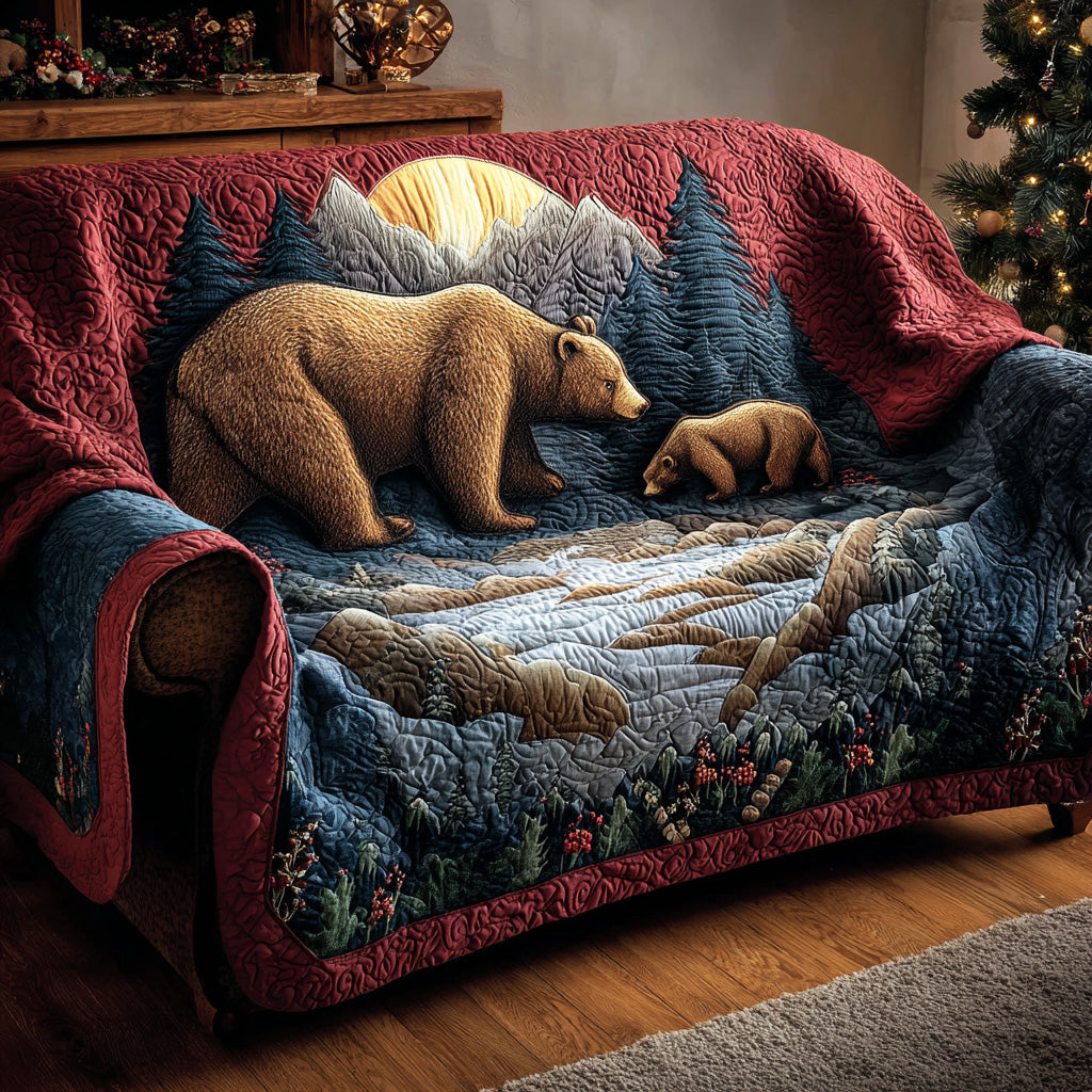 Woodland Wander Bear Quilted Sofa Cover NCU0TD1615
