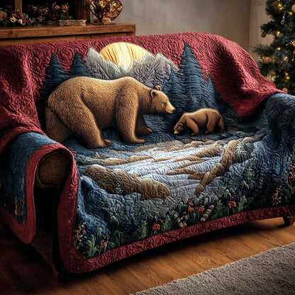 Woodland Wander Bear Quilted Sofa Cover NCU0TD1615