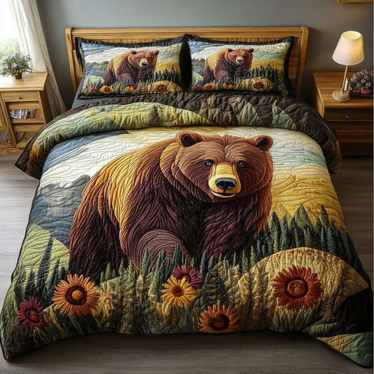 Woodland Wanderer 3-Piece Quilted Bedding Set NCU0DK5801