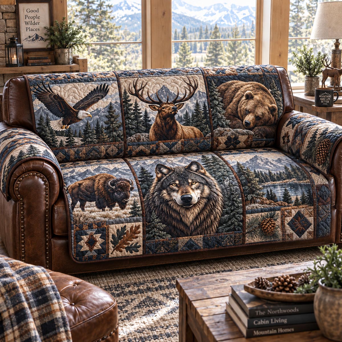 Woodland Wildlife Quilted Sofa Cover NCU0DV10106