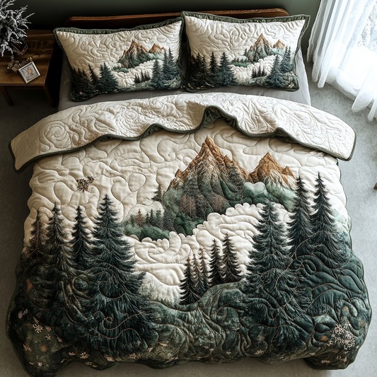 Woodland Winter 3-Piece Quilted Bedding Set NCU0DV5298