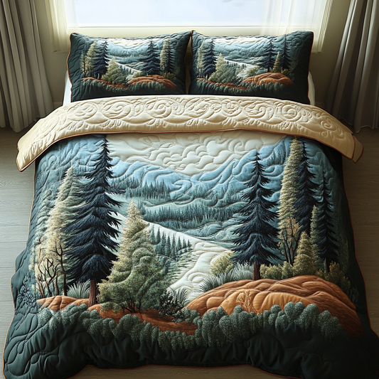 Woodland Winter Charm 3-Piece Quilted Bedding Set NCU0DV5301