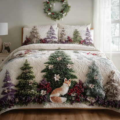 Woodland Winter Fox 3-Piece Quilted Bedding Set NCU0PT10690