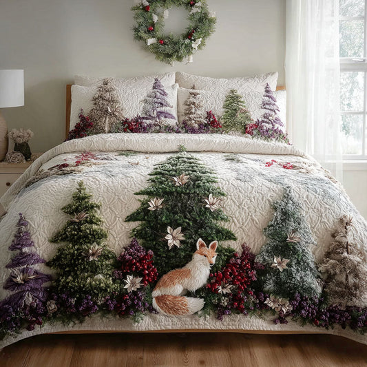 Woodland Winter Fox 3-Piece Quilted Bedding Set NCU0PT10690