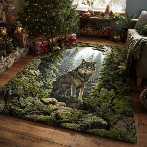 Woodland Wolf Area Rug NCU0TD1989